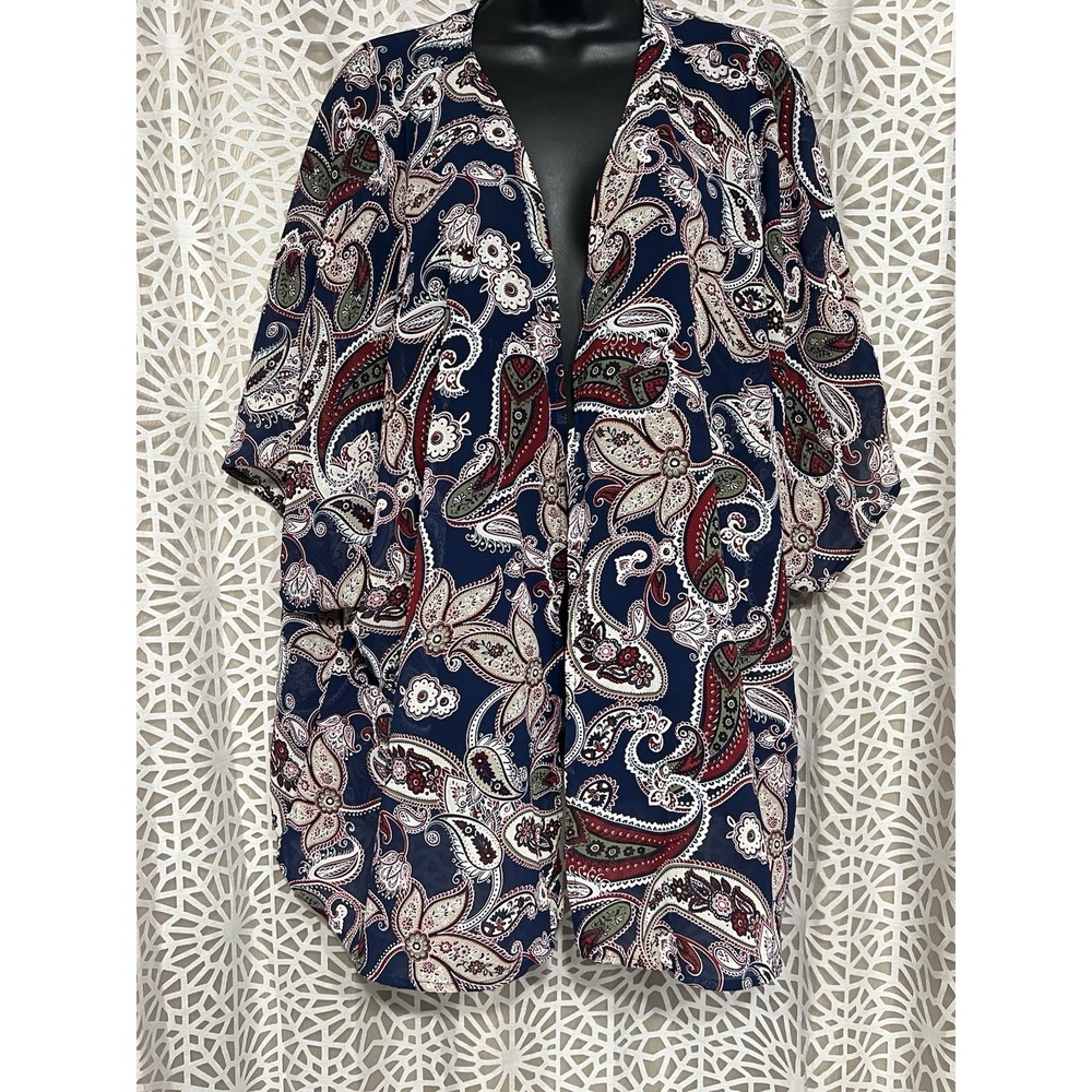 Paisley Kimono Cardigan 3X Plus Size Boho Open Front